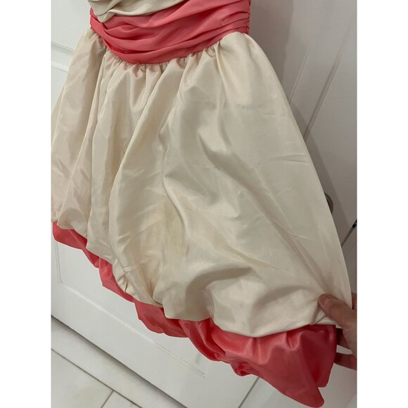 Betsey Johnson Evening Pink Ivory lace Cupcake Mini Dress Size 2 Strapless  EUC - Picture 6 of 11